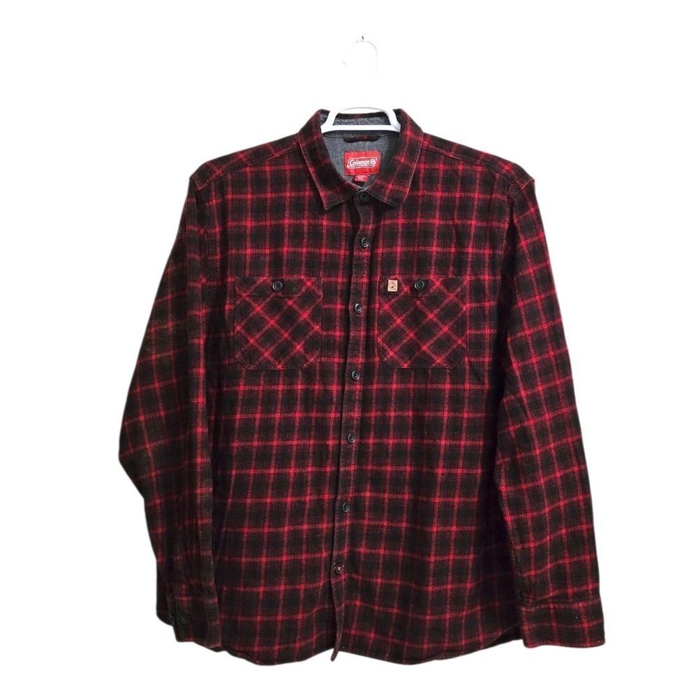 Coleman Red Plaid Flannel Casual Button Down Sz XXL